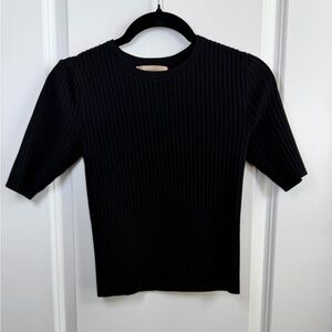 Bailey 44 Black Ribbed Short Sleeve Top